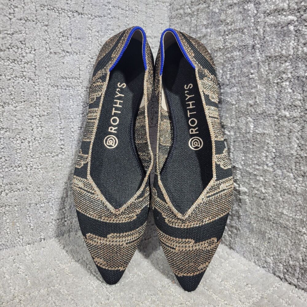 Rothy’s The Point Women's Size 9 Golden Shimmer Pointed Toe Slip On Flat Shoes - Picture 7 of 11
